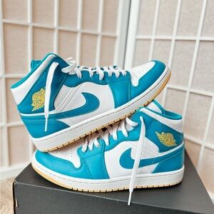 Jordan Blue White High-Top Sneakers with Iconic Design